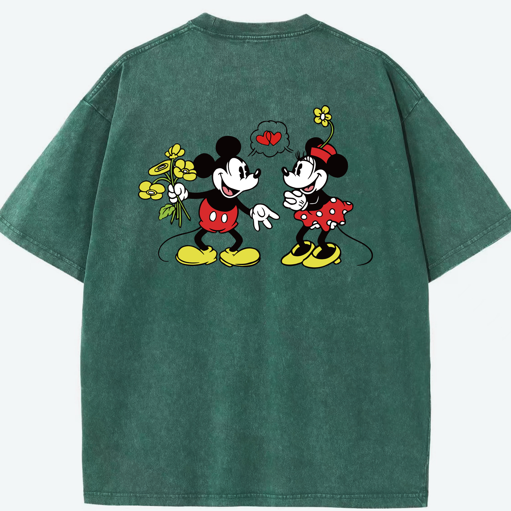 （画像用） ミッキーマウス Mickey Mouse 綿100% ヴィンテージ風 半袖Tシャツ（背面プリント）